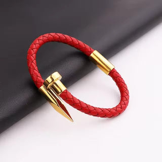 Elegant Genuine Leather Nail Bracelet