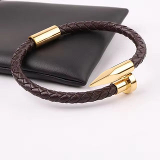 Elegant Genuine Leather Nail Bracelet