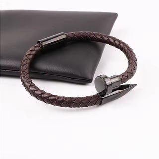 Elegant Genuine Leather Nail Bracelet