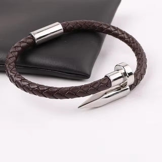 Elegant Genuine Leather Nail Bracelet