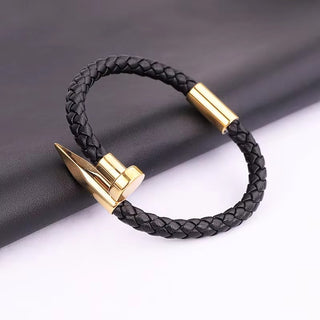 Elegant Genuine Leather Nail Bracelet