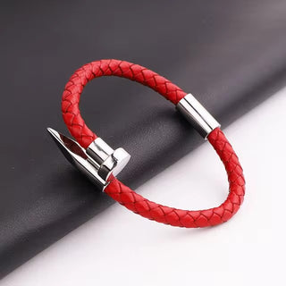 Elegant Genuine Leather Nail Bracelet