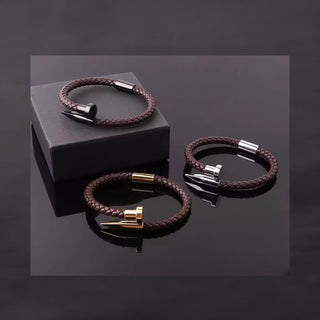 Elegant Genuine Leather Nail Bracelet